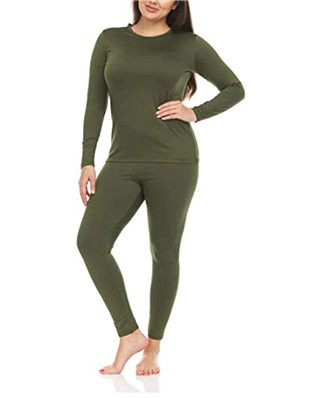 Thermajane Long Johns Thermal Underwear For Women Fleece Lined Base Layer  Pajama Set Cold Weather (Small, Black)